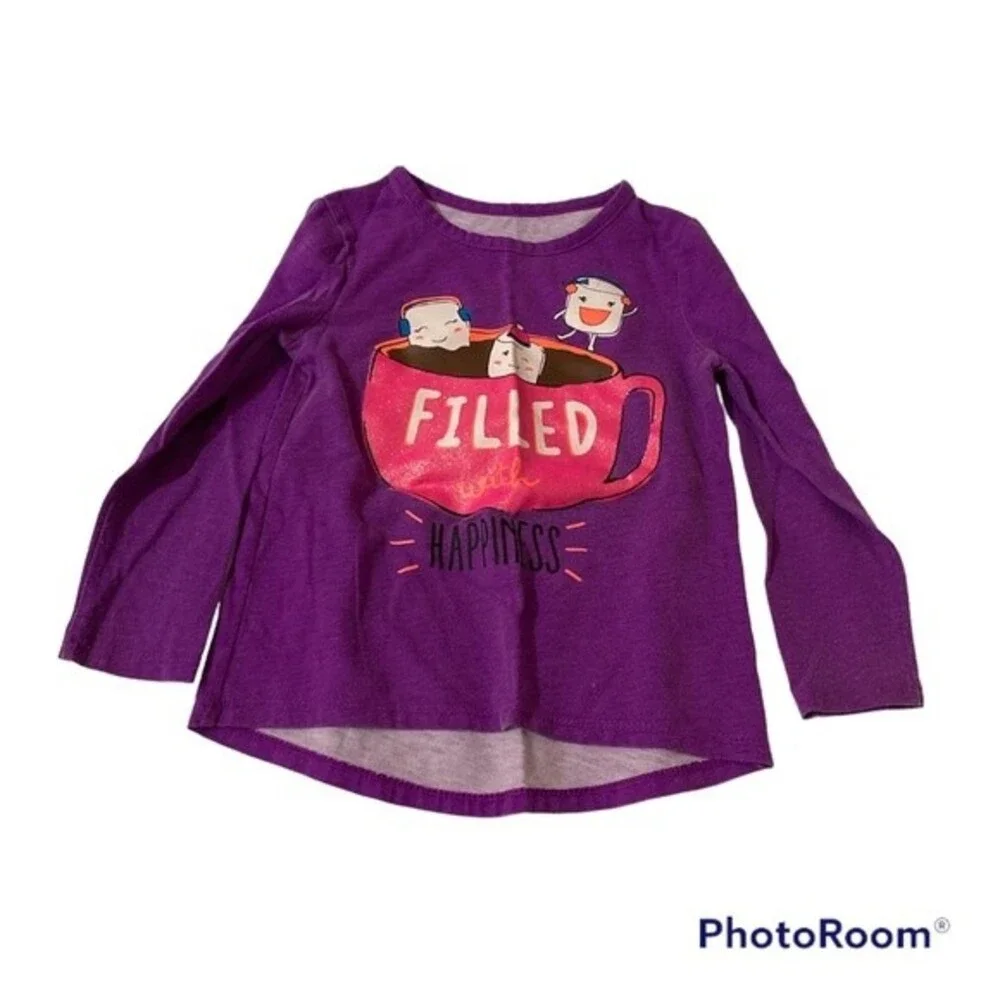 Okie Dokie Garanimais Girl's Lots Of 2 Long Sleeve Graphic Print Tee Size 2T